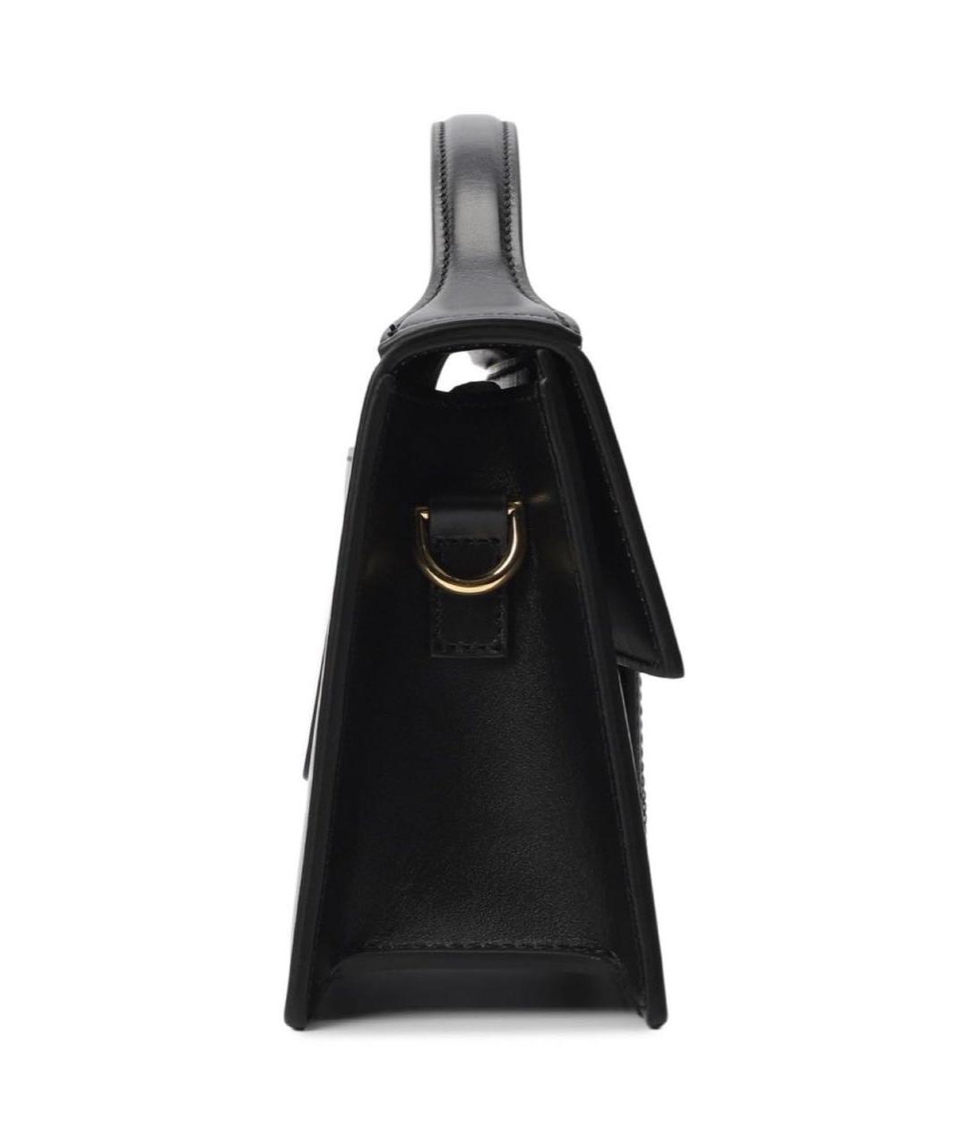 JACQUEMUS Черная кожаная сумка с короткими ручками, фото 4