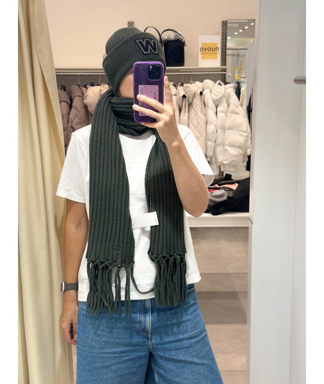 WEEKEND MAX MARA Хаки шерстяная шапка, фото 7