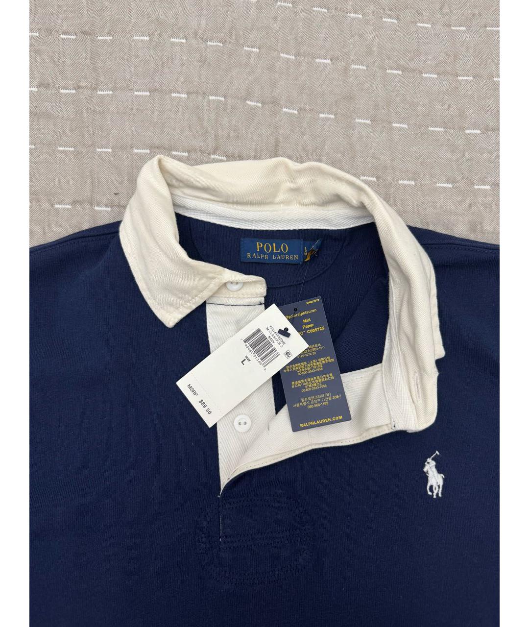 POLO RALPH LAUREN Синее хлопковое поло с коротким рукавом, фото 3