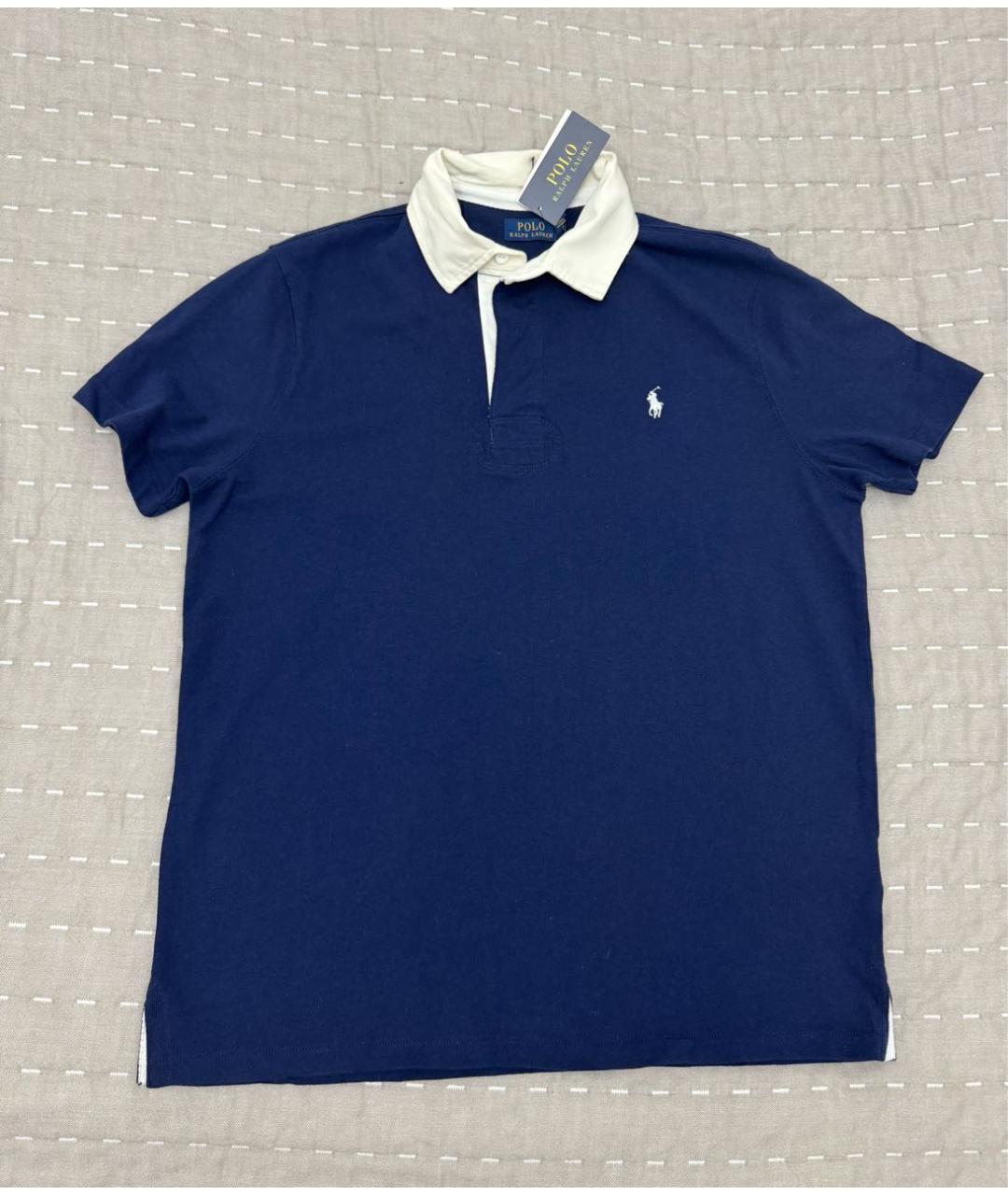 POLO RALPH LAUREN Синее хлопковое поло с коротким рукавом, фото 6