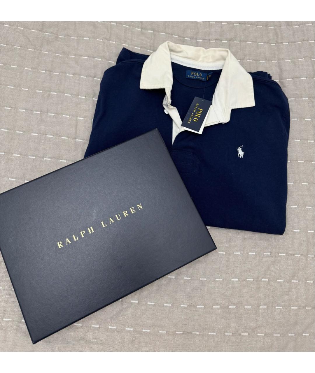 POLO RALPH LAUREN Синее хлопковое поло с коротким рукавом, фото 2