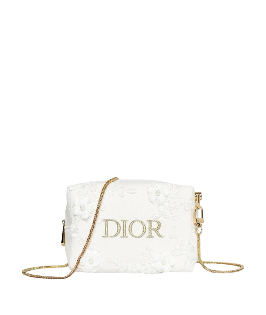 CHRISTIAN DIOR Белая бархатная сумка через плечо, фото 1