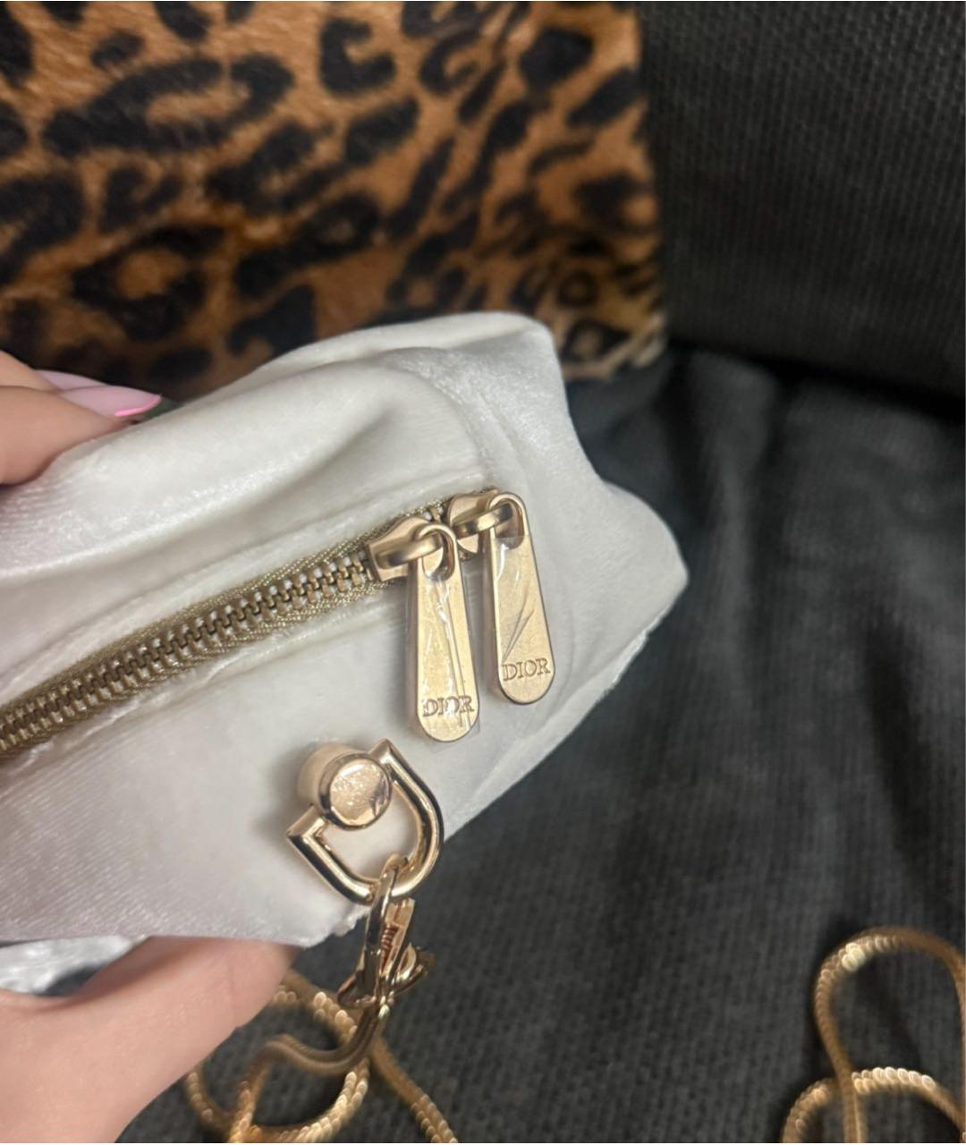 CHRISTIAN DIOR Белая бархатная сумка через плечо, фото 3