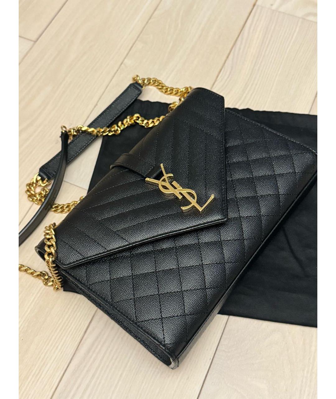SAINT LAURENT Черная кожаная сумка через плечо, фото 5