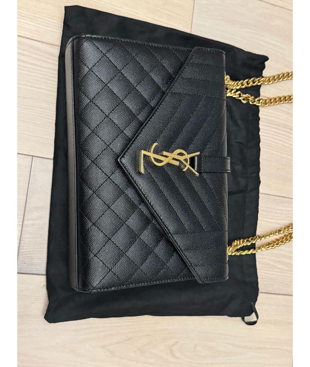 SAINT LAURENT Черная кожаная сумка через плечо, фото 2