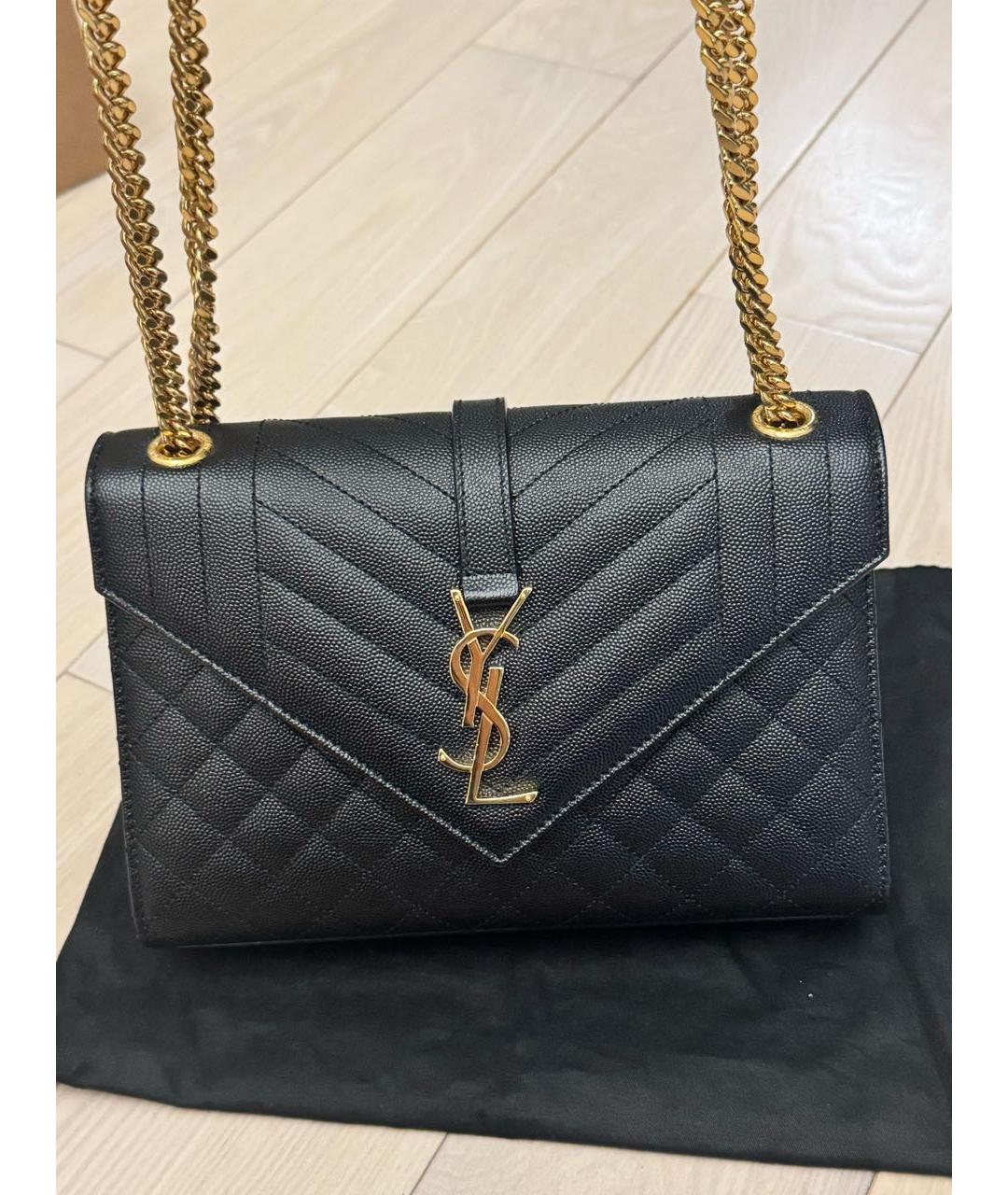 SAINT LAURENT Черная кожаная сумка через плечо, фото 8