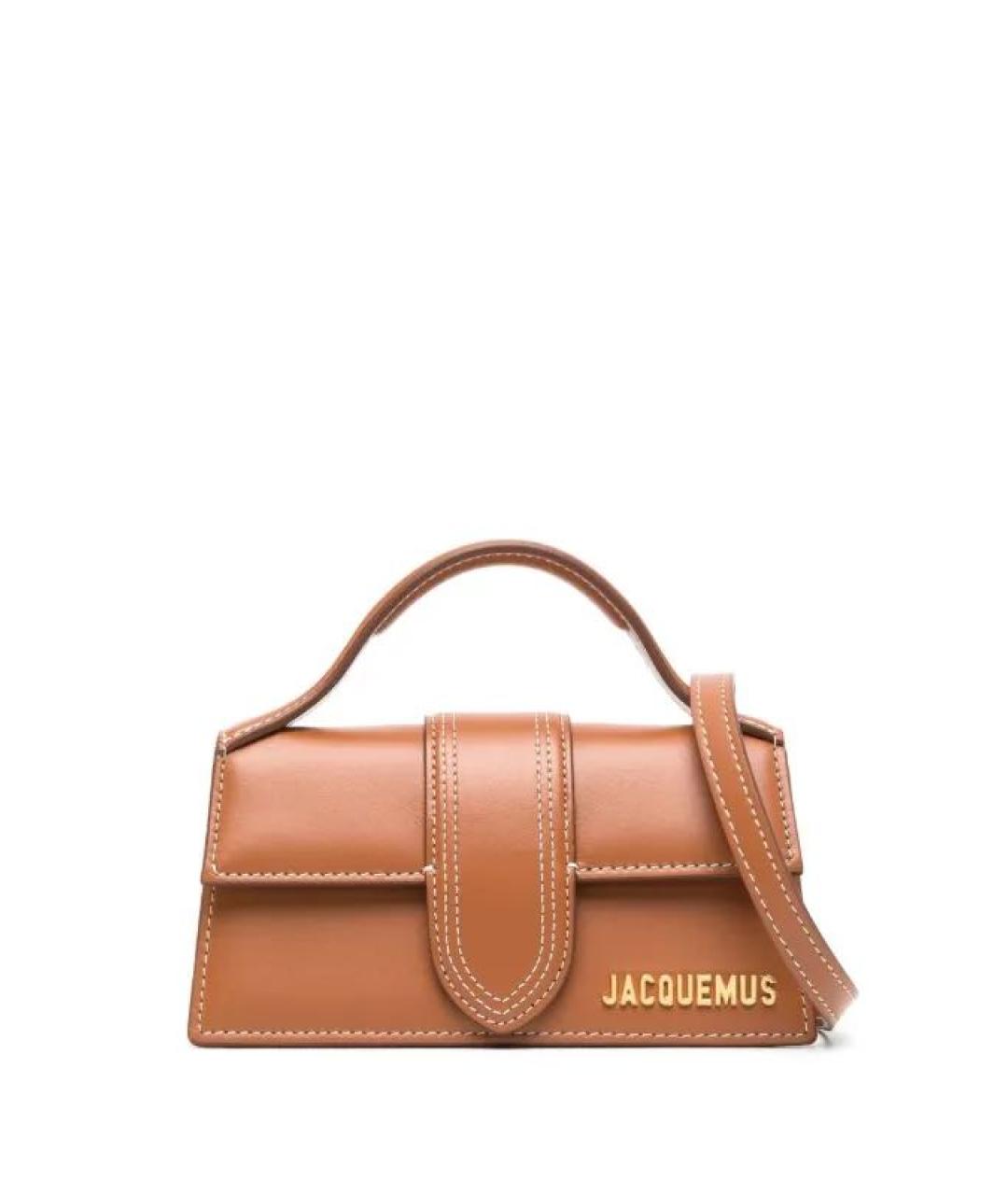 JACQUEMUS Коричневая кожаная сумка с короткими ручками, фото 1
