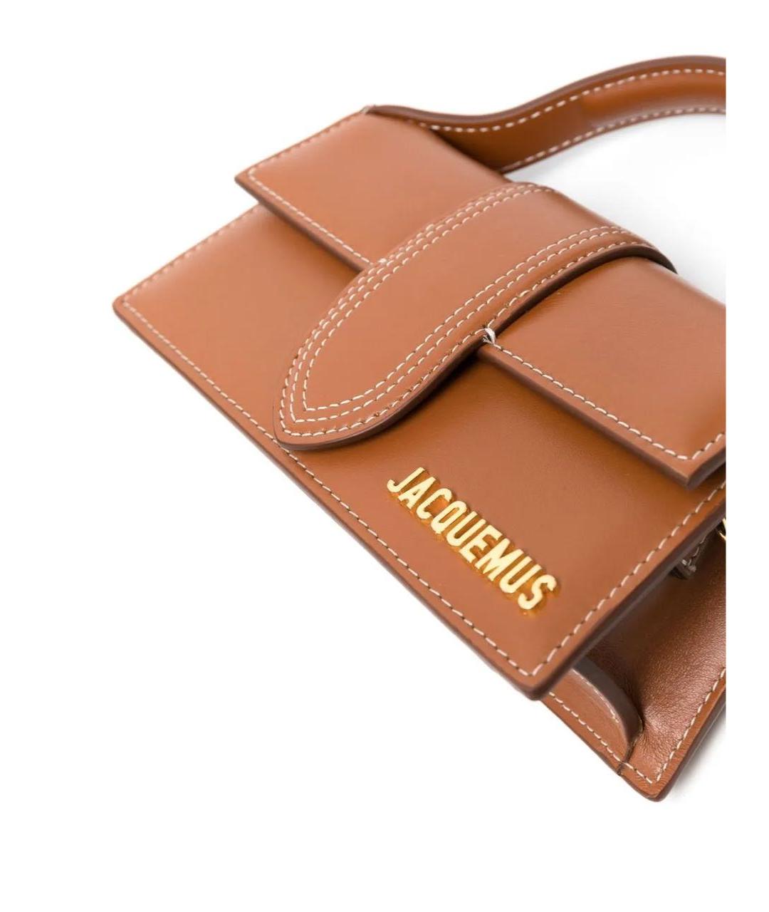 JACQUEMUS Коричневая кожаная сумка с короткими ручками, фото 4