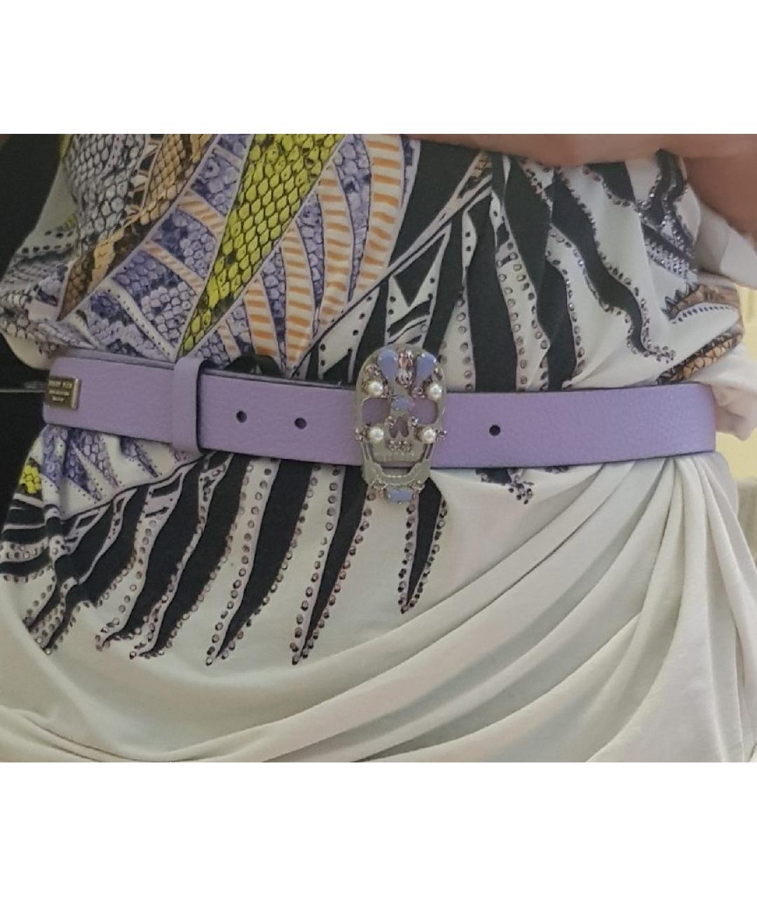 PHILIPP PLEIN Фиолетовый кожаный ремень, фото 8