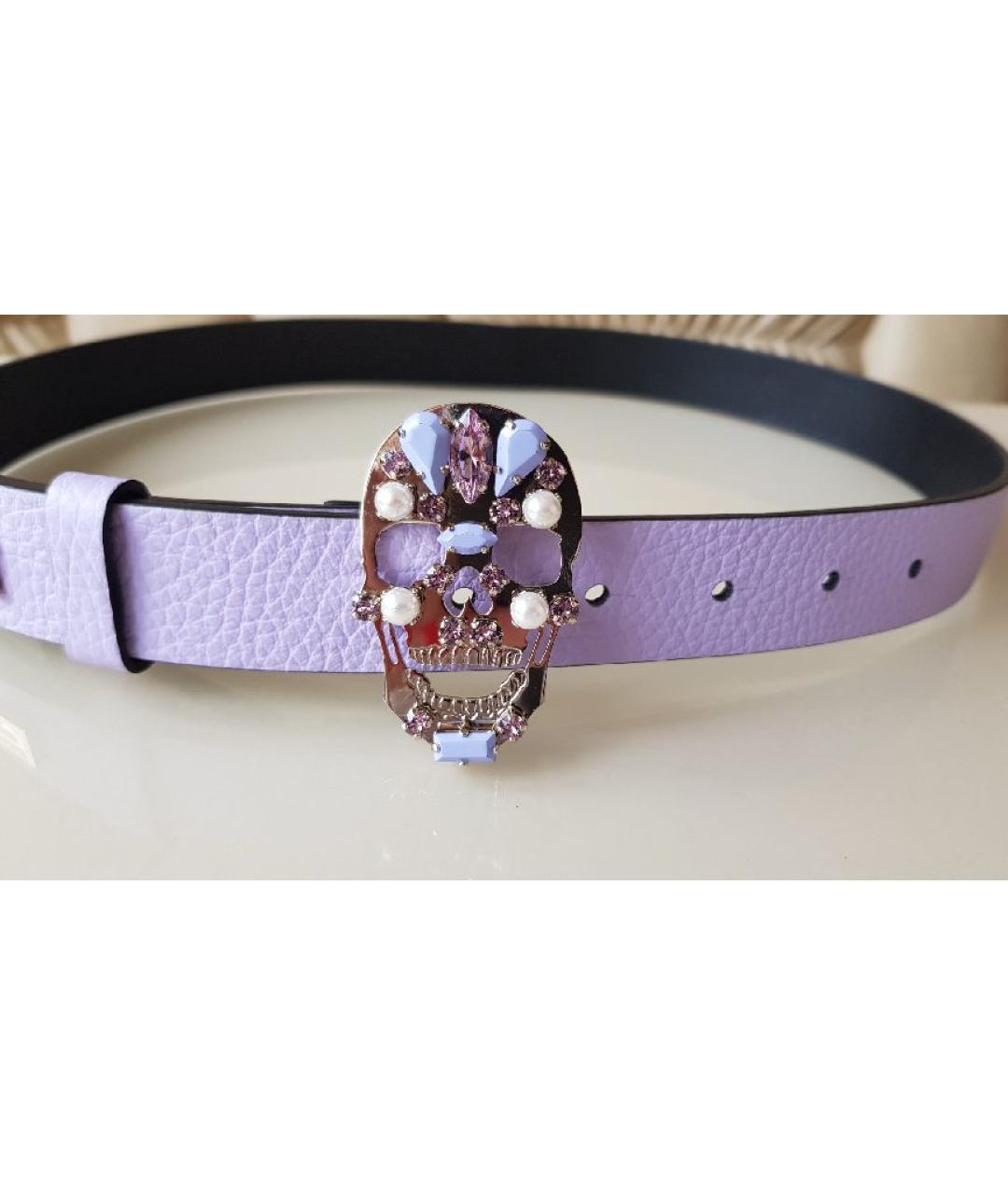 PHILIPP PLEIN Фиолетовый кожаный ремень, фото 7