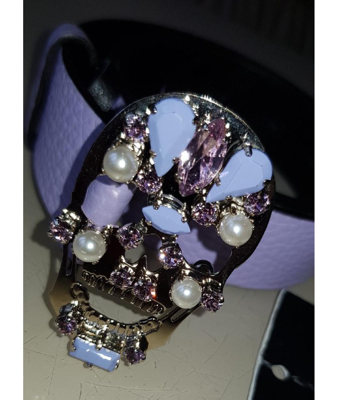 PHILIPP PLEIN Фиолетовый кожаный ремень, фото 6