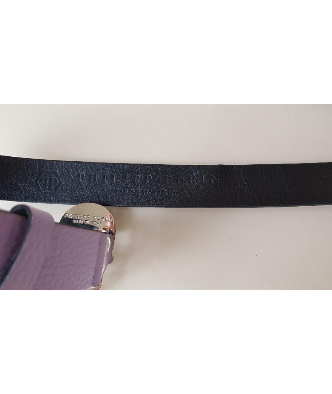 PHILIPP PLEIN Фиолетовый кожаный ремень, фото 3