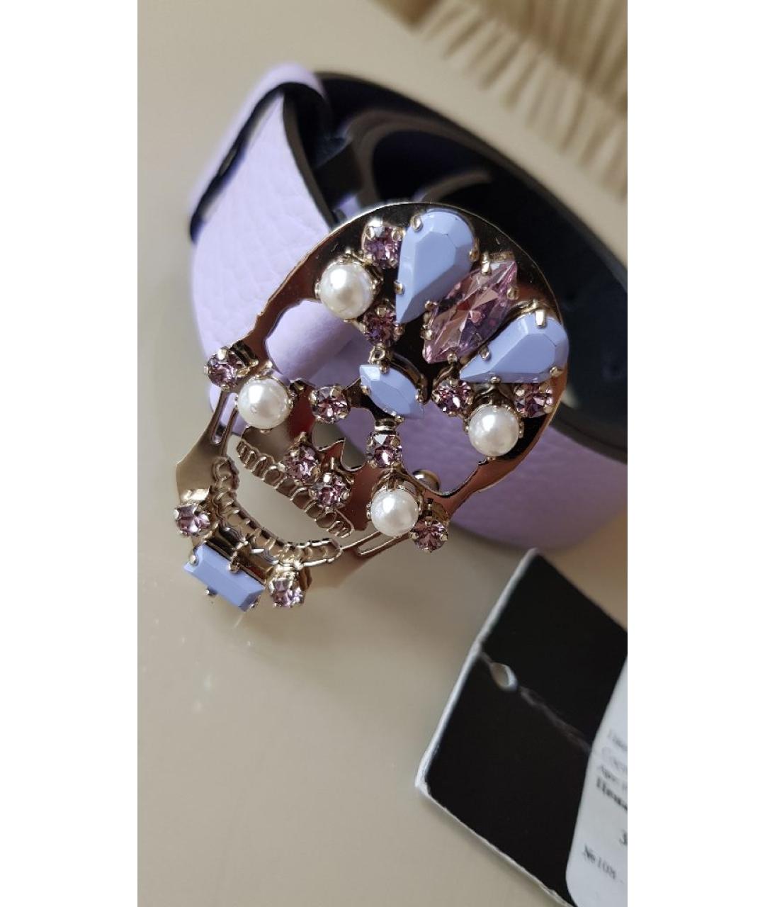 PHILIPP PLEIN Фиолетовый кожаный ремень, фото 4