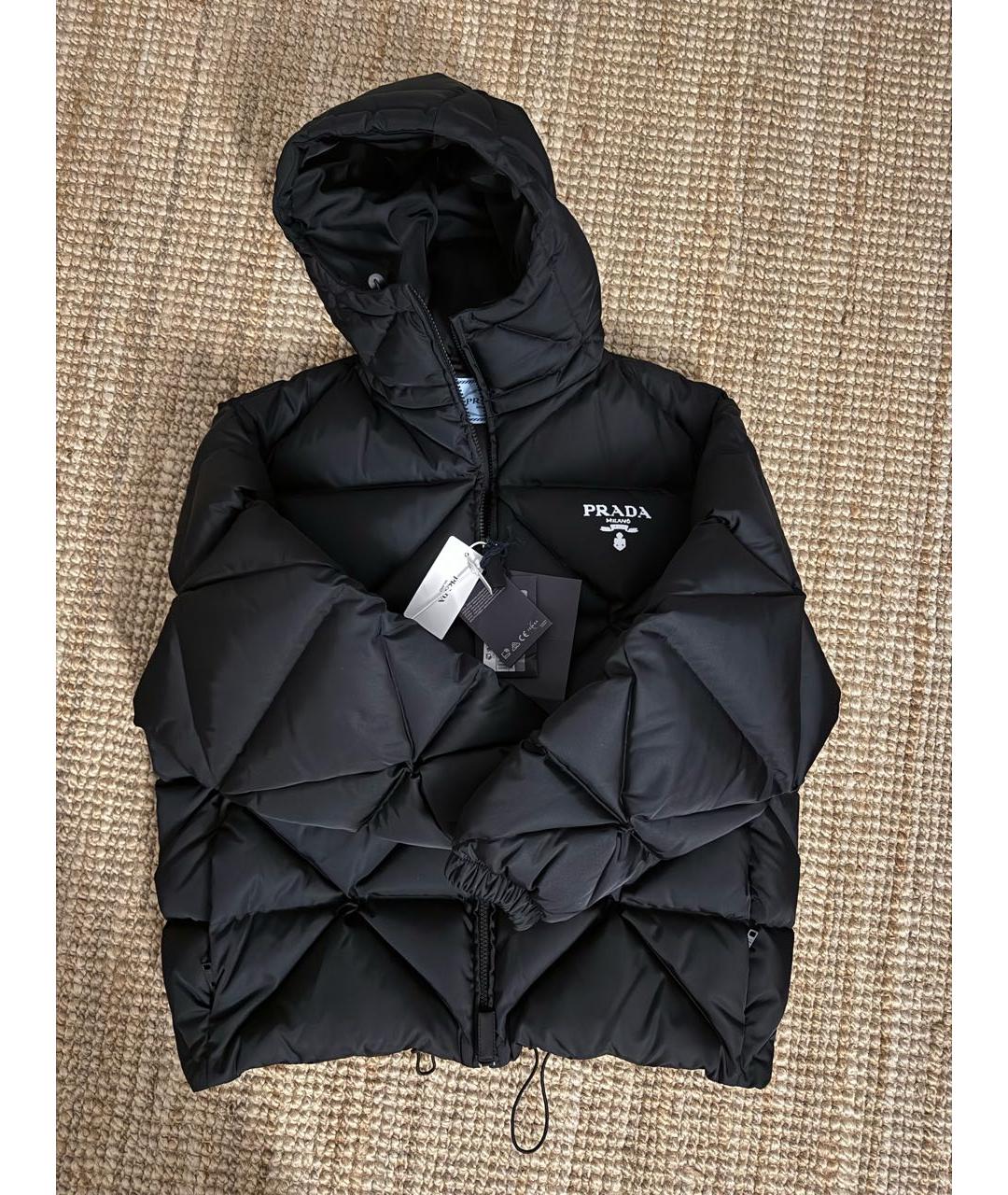PRADA Черный полиэстеровый пуховик, фото 2
