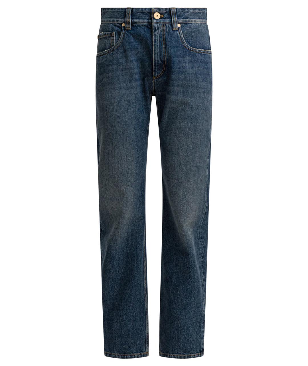 BRUNELLO CUCINELLI Синие хлопковые прямые джинсы, фото 1