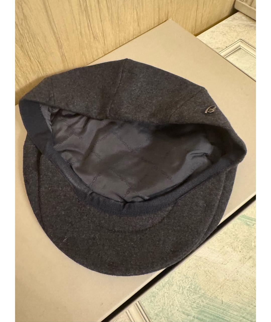 BRIONI Антрацитовая шерстяная кепка/бейсболка, фото 3