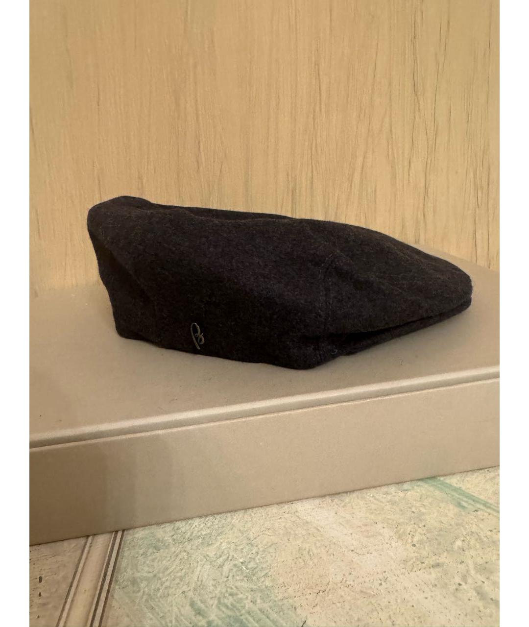 BRIONI Антрацитовая шерстяная кепка/бейсболка, фото 2