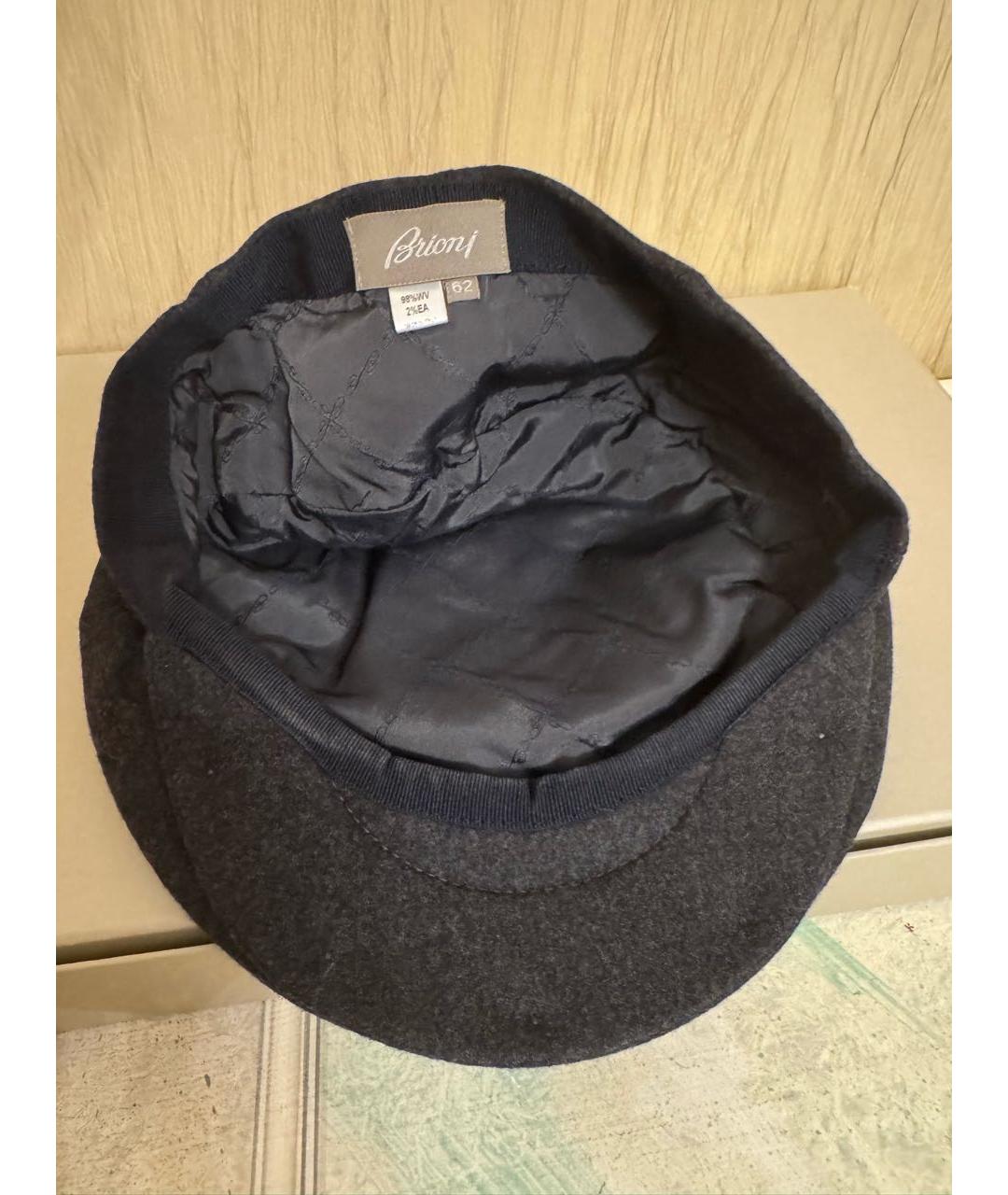 BRIONI Антрацитовая шерстяная кепка/бейсболка, фото 4