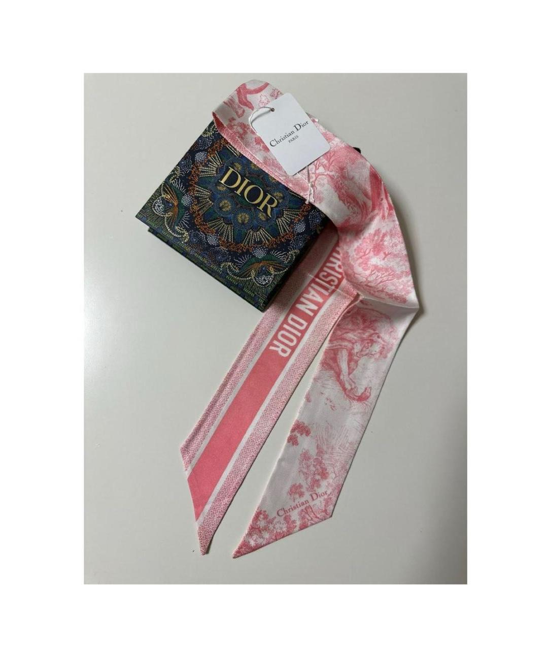 CHRISTIAN DIOR Розовый шелковый платок, фото 4