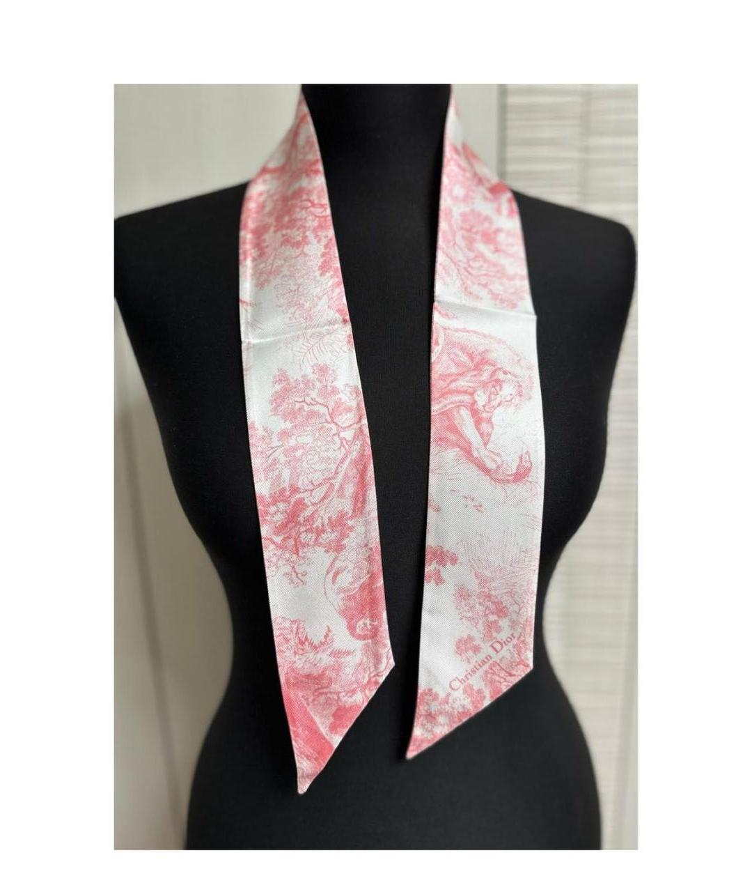 CHRISTIAN DIOR Розовый шелковый платок, фото 2