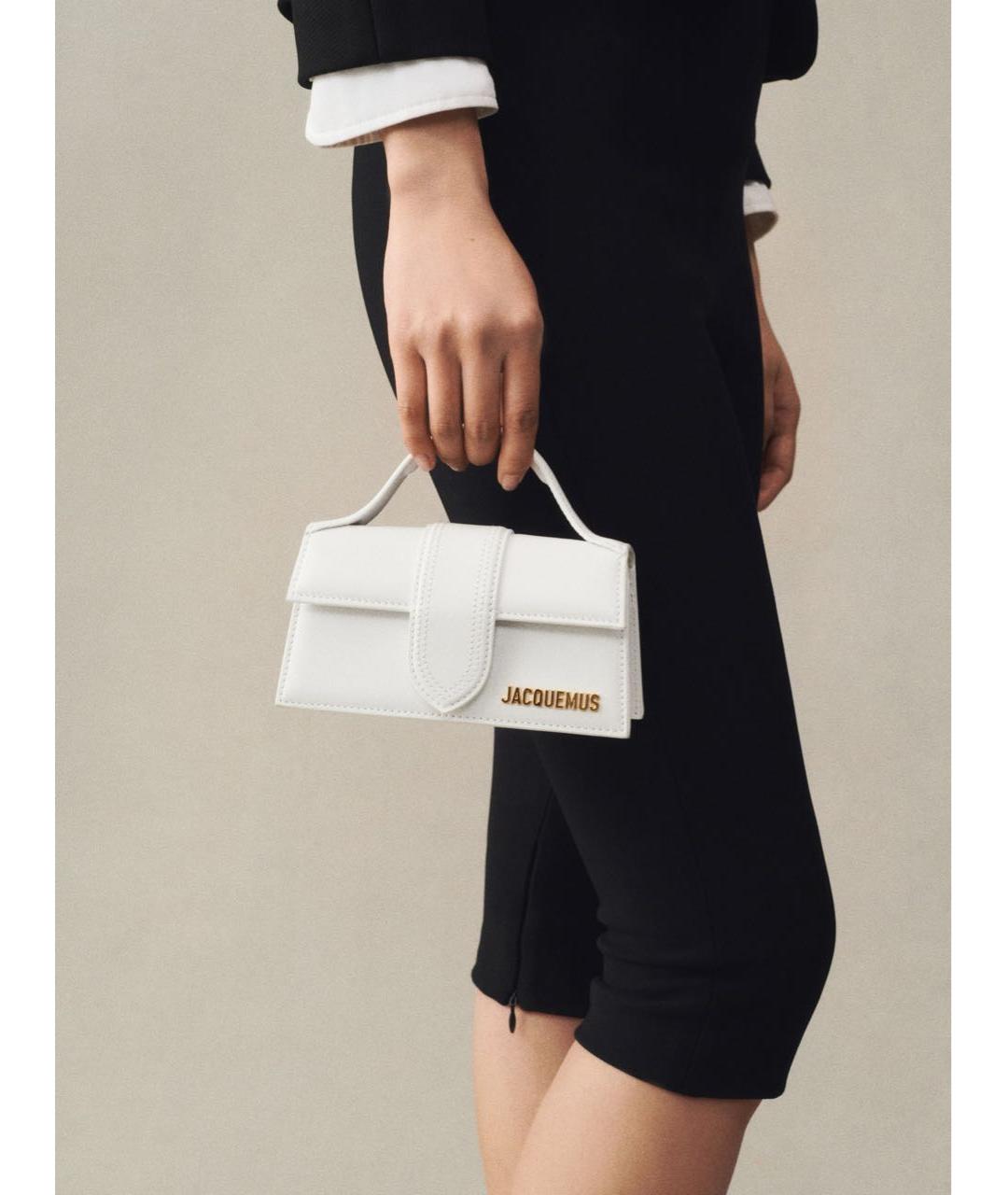 JACQUEMUS Белая кожаная сумка через плечо, фото 5