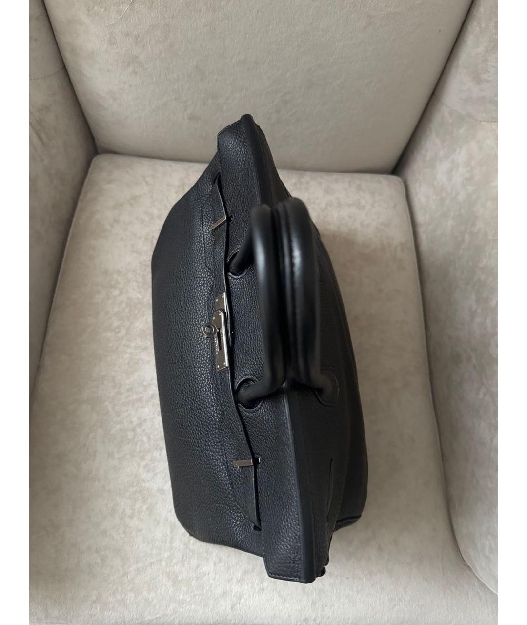 HERMES Черная кожаная сумка с короткими ручками, фото 7