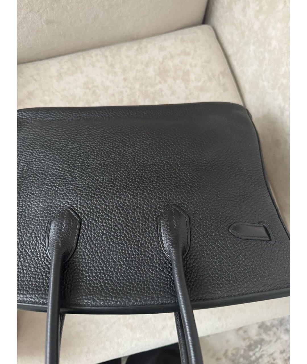 HERMES Черная кожаная сумка с короткими ручками, фото 6