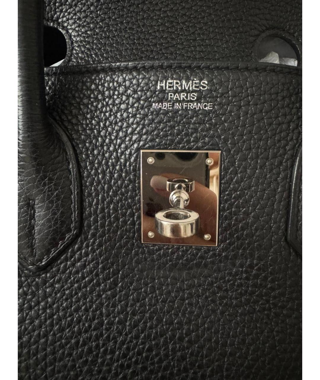 HERMES Черная кожаная сумка с короткими ручками, фото 3