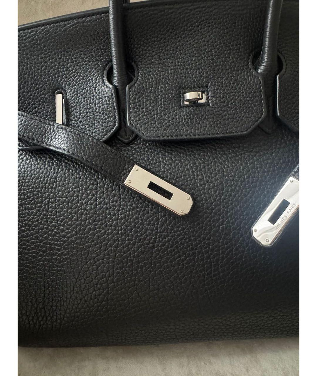 HERMES Черная кожаная сумка с короткими ручками, фото 4