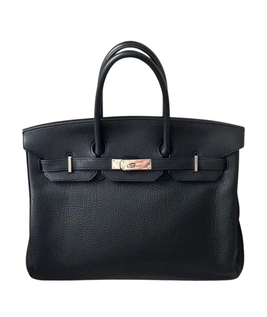 HERMES Черная кожаная сумка с короткими ручками, фото 1