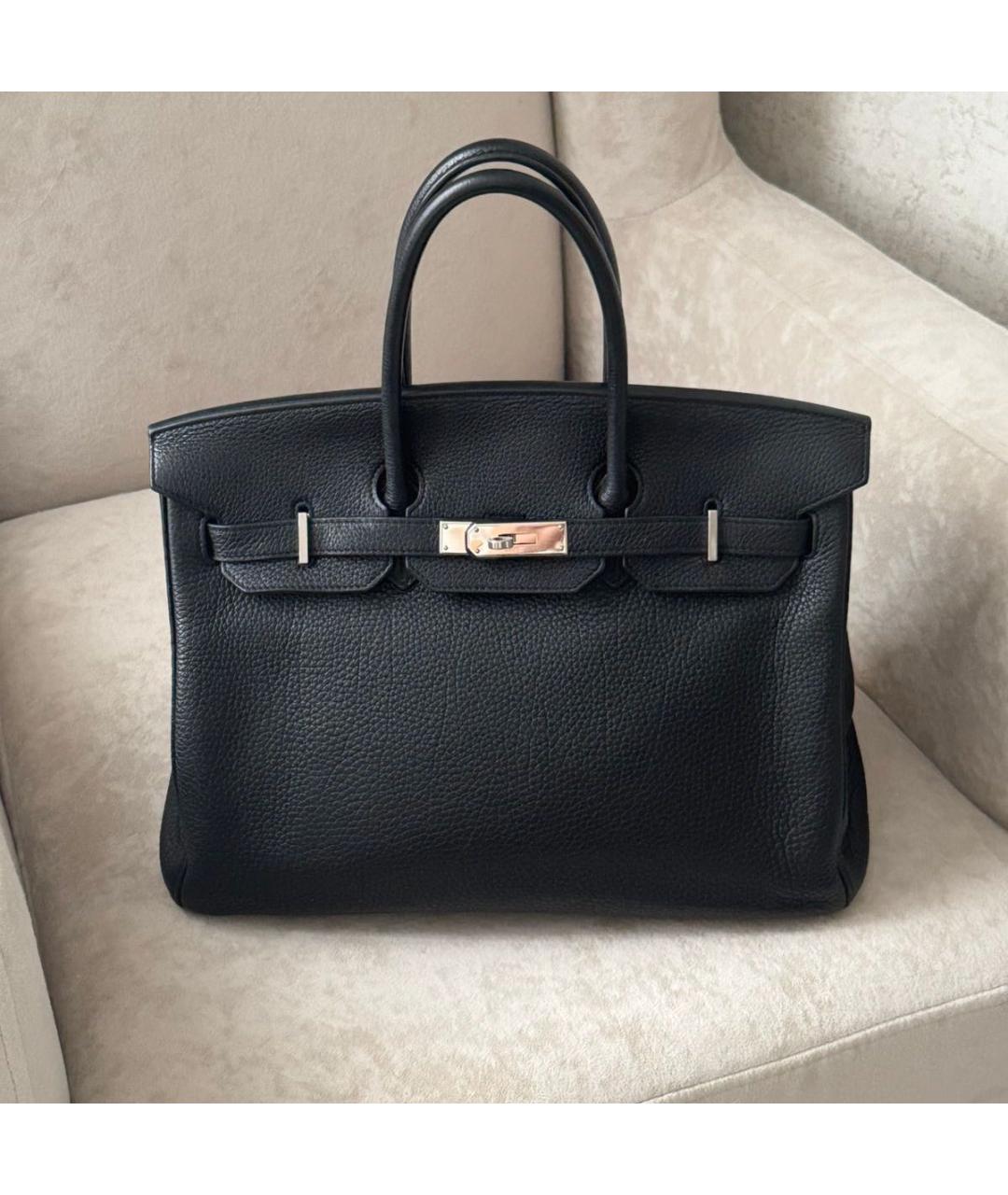 HERMES Черная кожаная сумка с короткими ручками, фото 9