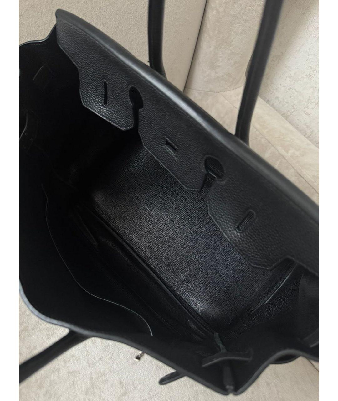 HERMES Черная кожаная сумка с короткими ручками, фото 2