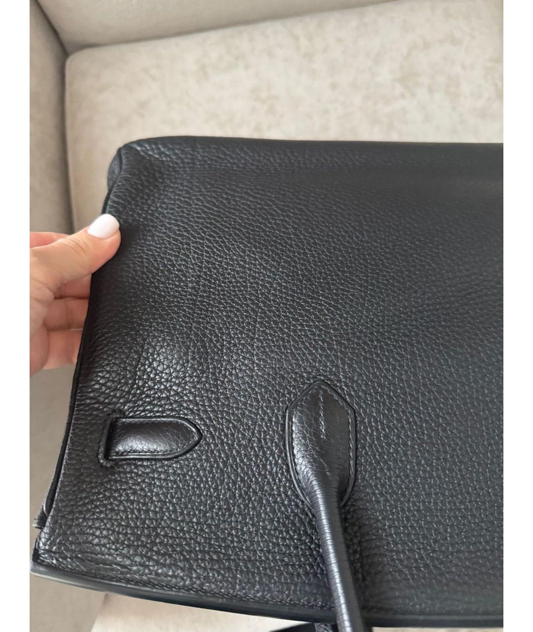 HERMES Черная кожаная сумка с короткими ручками, фото 5