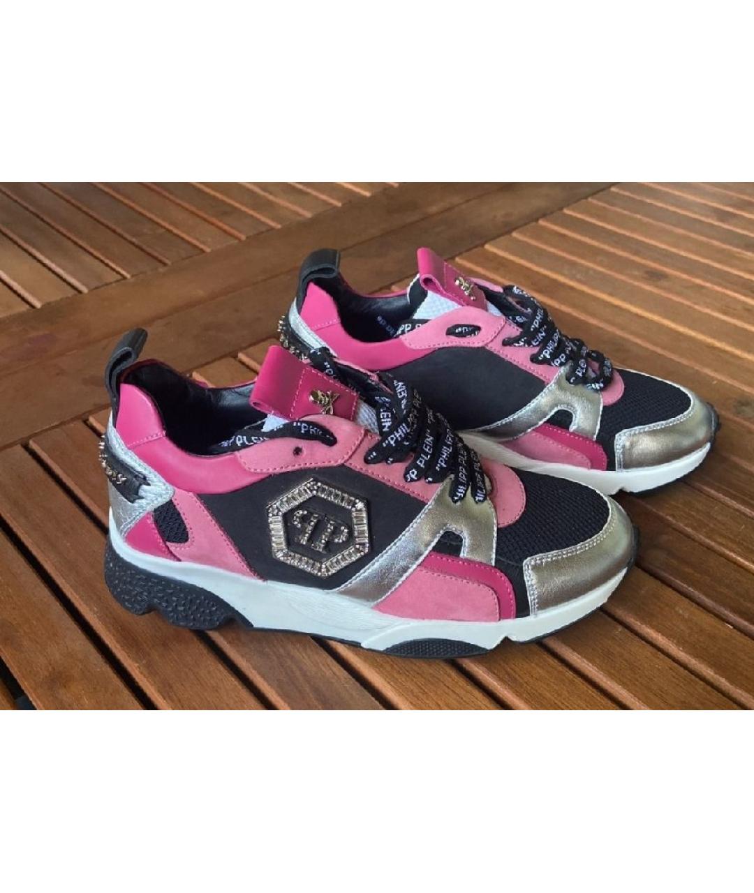 PHILIPP PLEIN Розовые кожаные кроссовки, фото 5