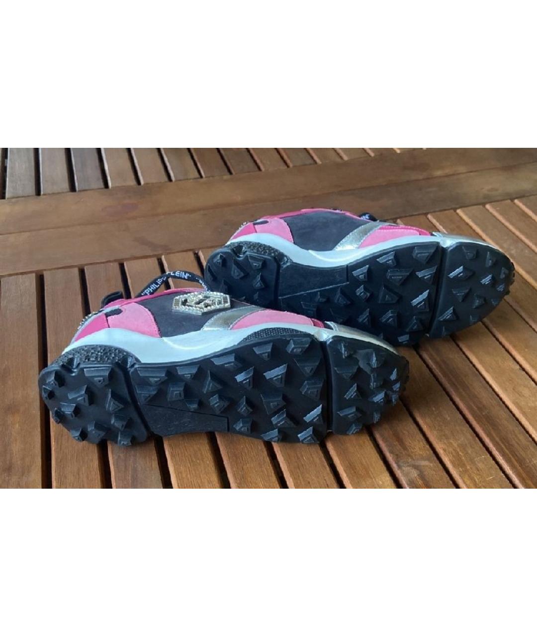 PHILIPP PLEIN Розовые кожаные кроссовки, фото 7