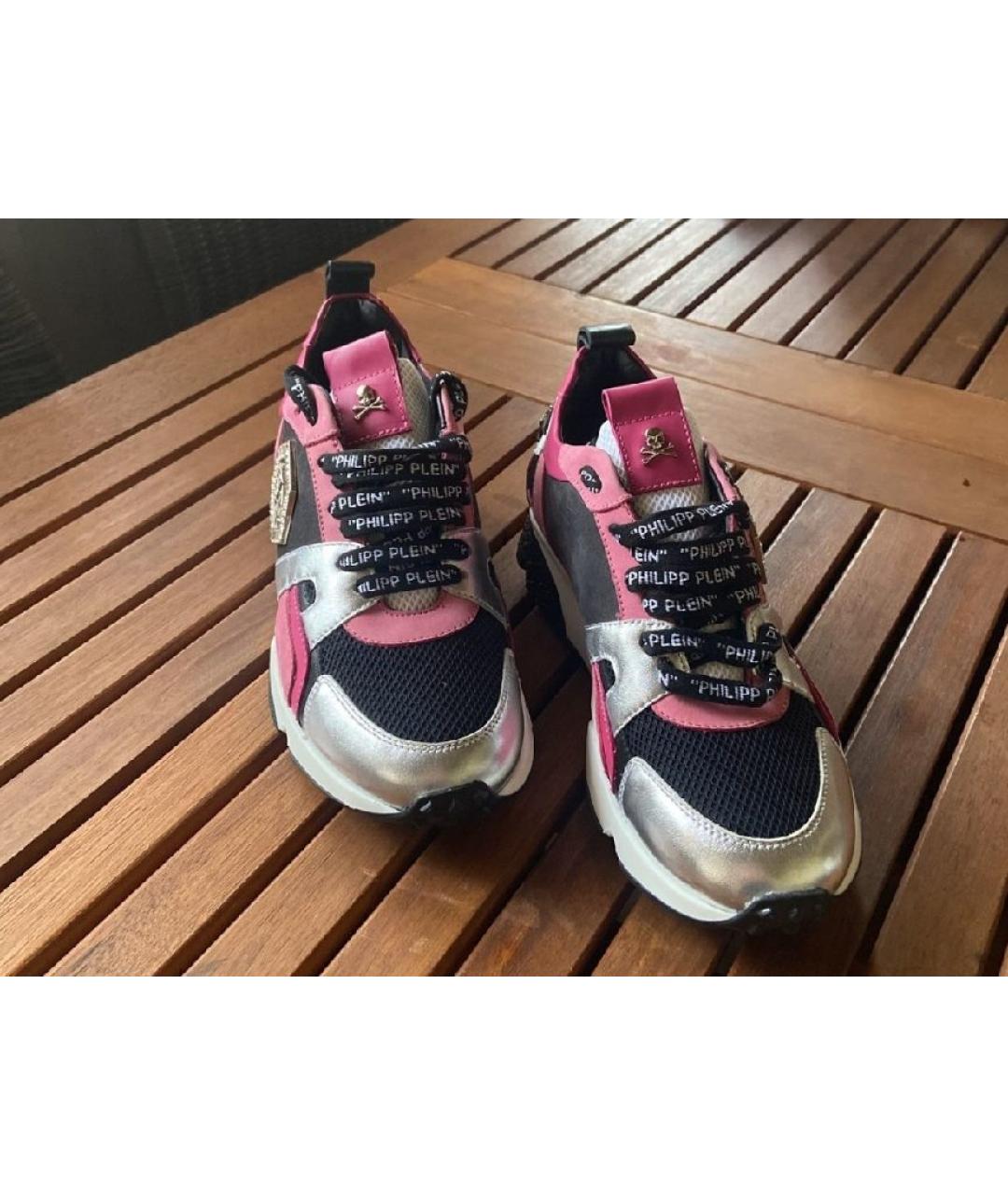 PHILIPP PLEIN Розовые кожаные кроссовки, фото 6