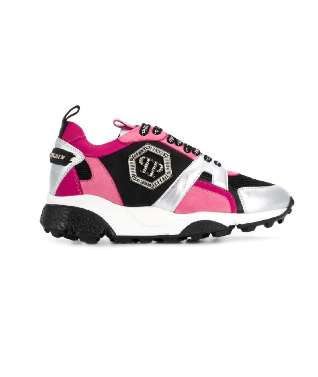 PHILIPP PLEIN Розовые кожаные кроссовки, фото 1