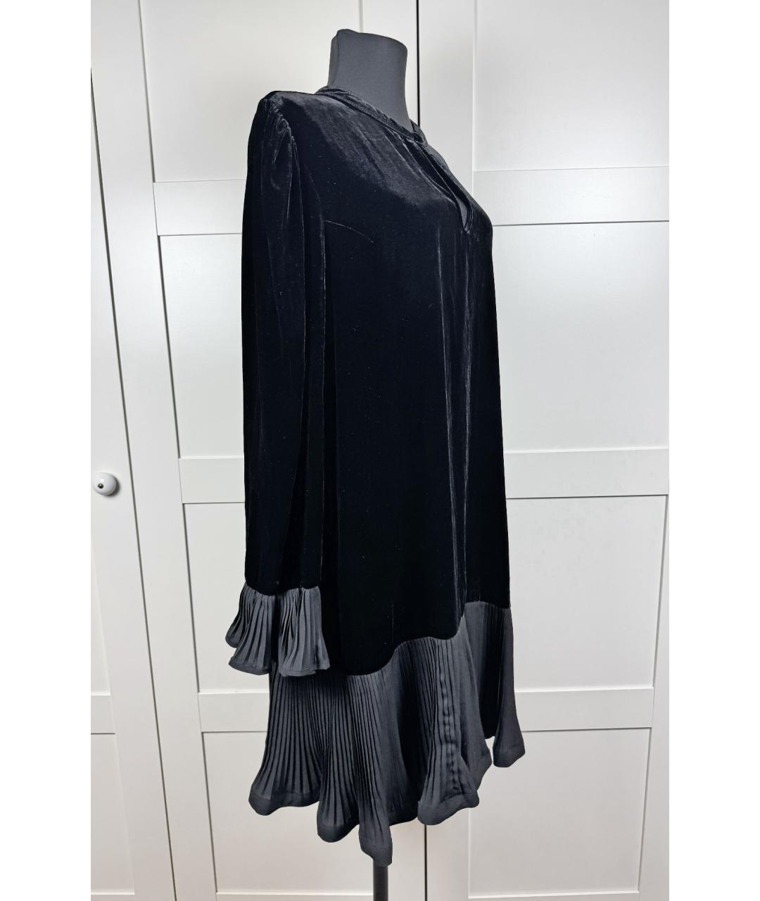 TWIN-SET Черное бархатное коктейльное платье, фото 7