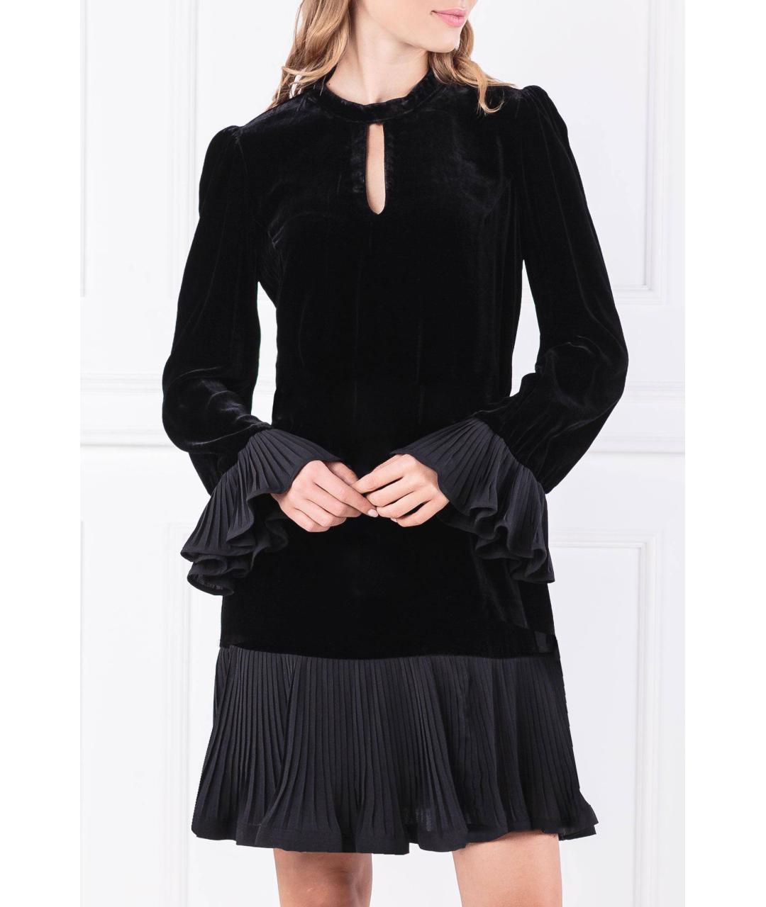 TWIN-SET Черное бархатное коктейльное платье, фото 2