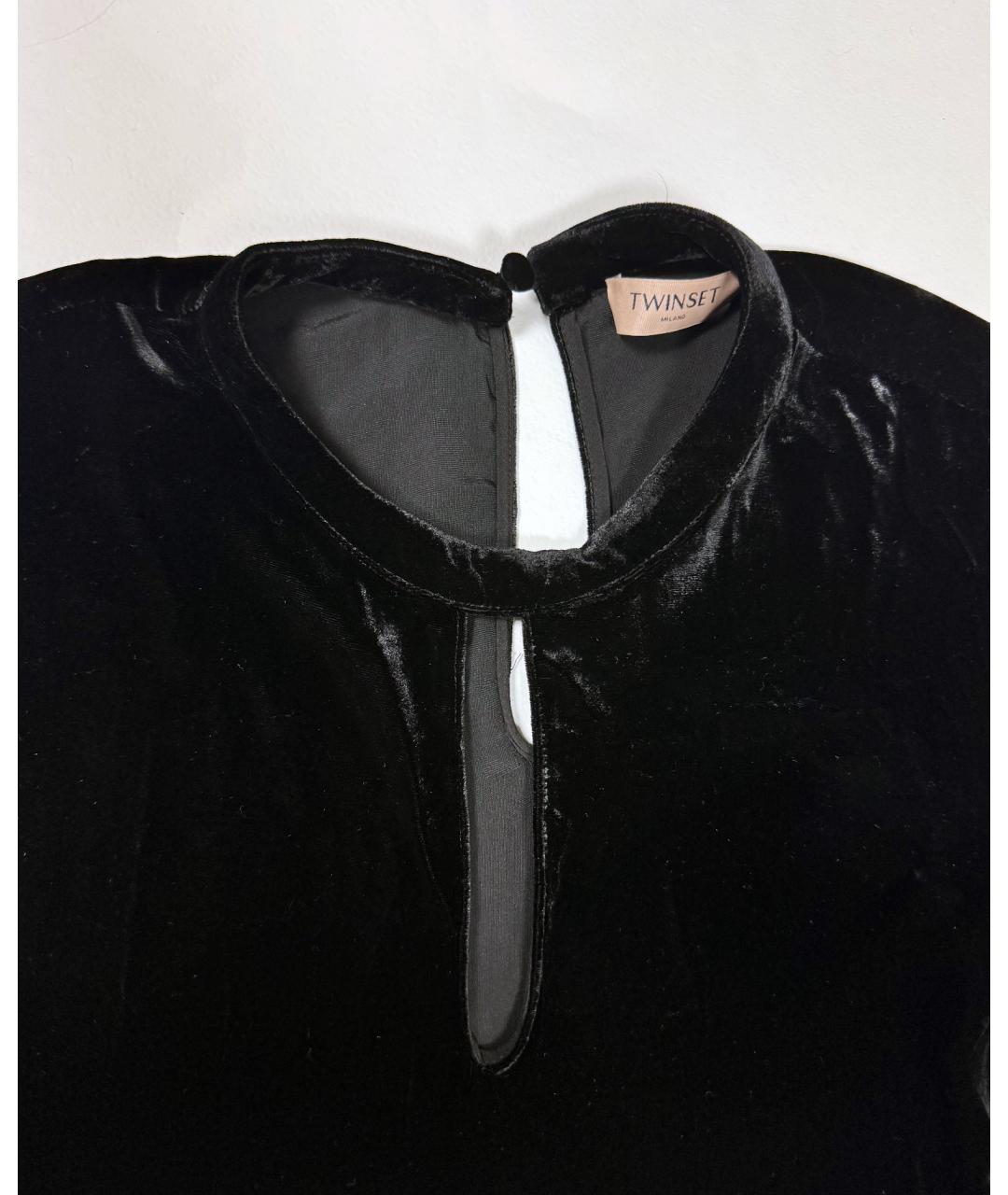 TWIN-SET Черное бархатное коктейльное платье, фото 8