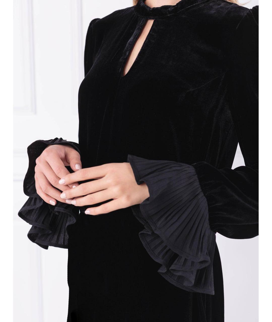 TWIN-SET Черное бархатное коктейльное платье, фото 3