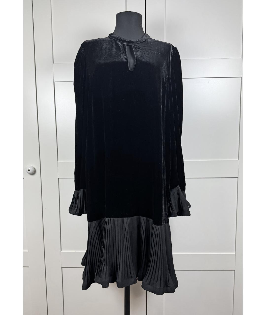 TWIN-SET Черное бархатное коктейльное платье, фото 5