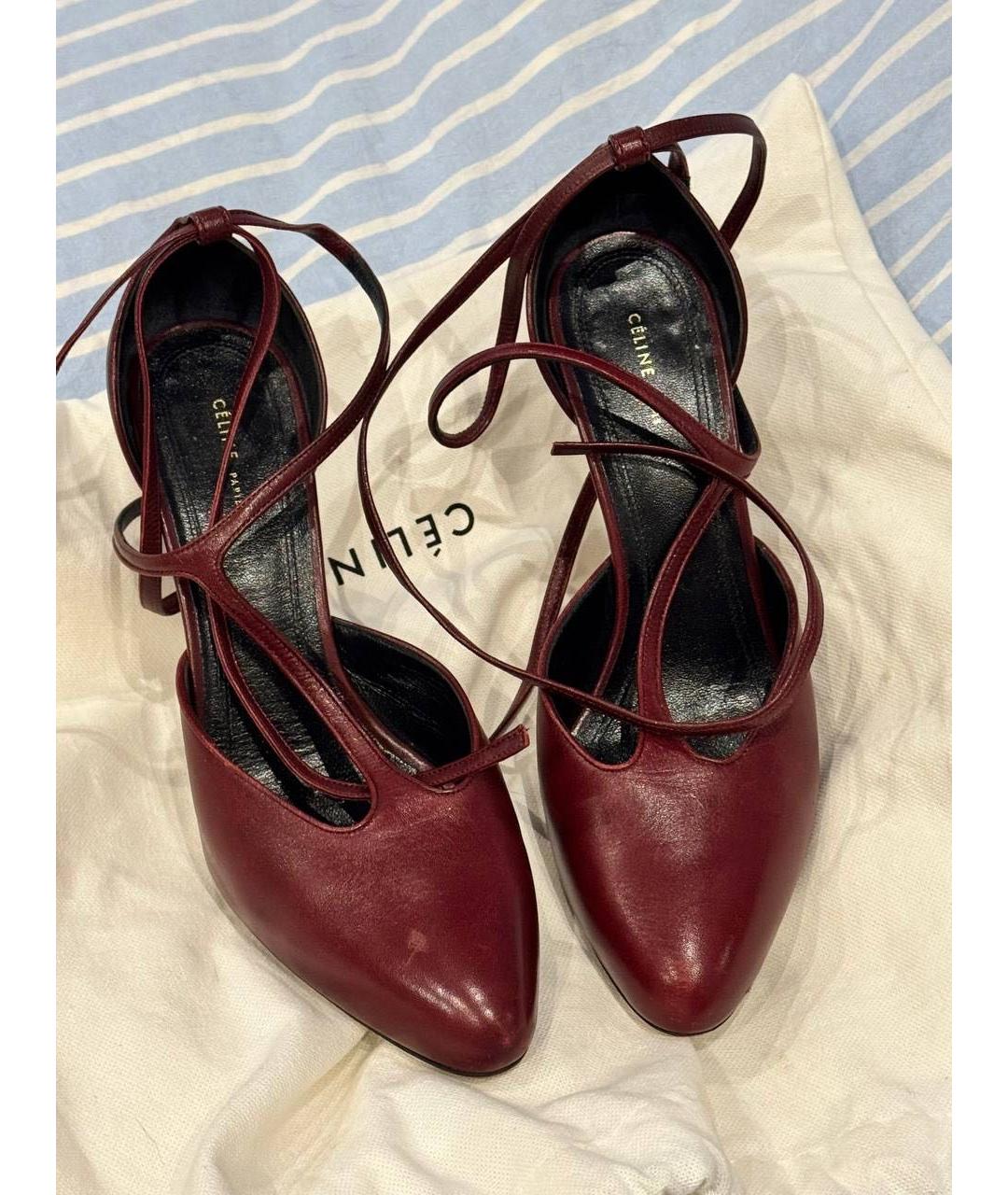 CELINE Бордовые кожаные туфли, фото 2