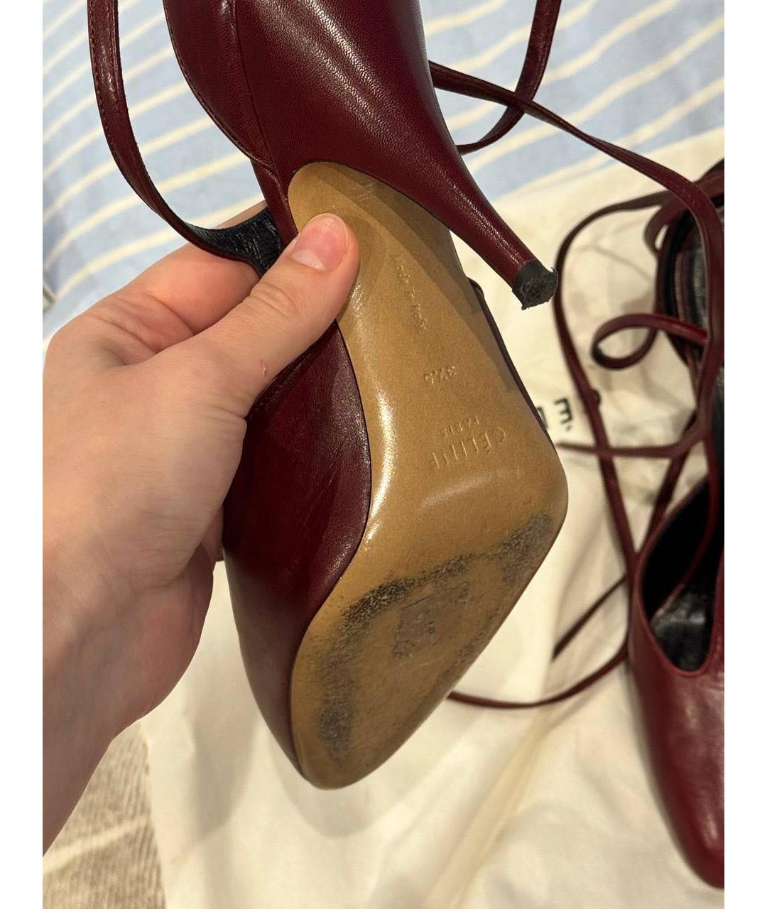 CELINE Бордовые кожаные туфли, фото 5