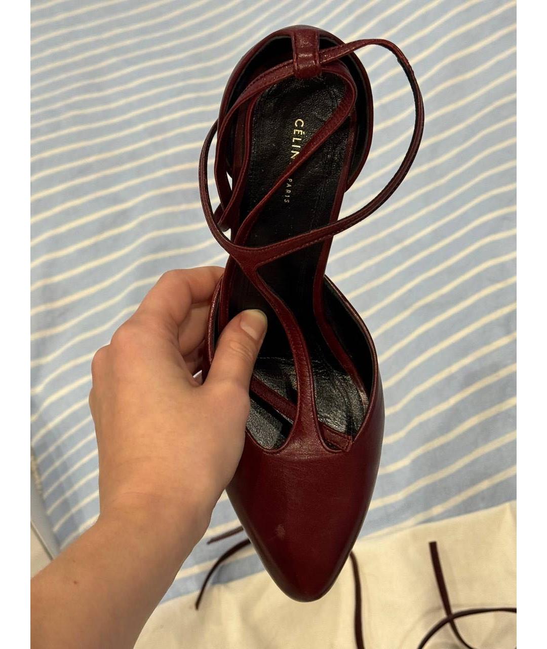 CELINE Бордовые кожаные туфли, фото 3