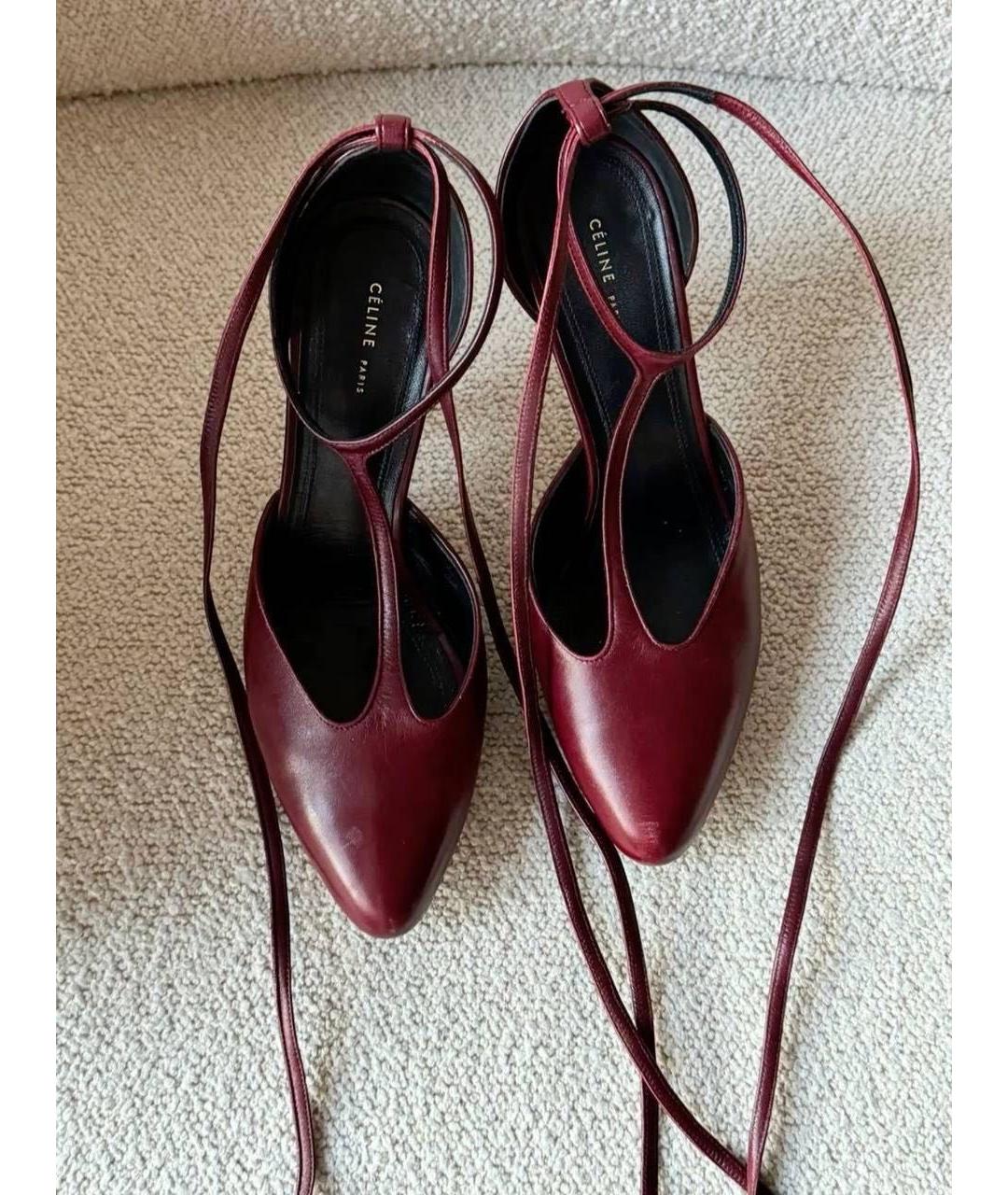 CELINE Бордовые кожаные туфли, фото 9