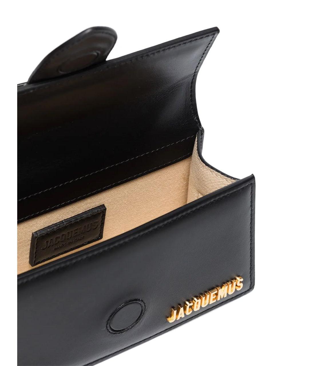 JACQUEMUS Черная кожаная сумка через плечо, фото 3