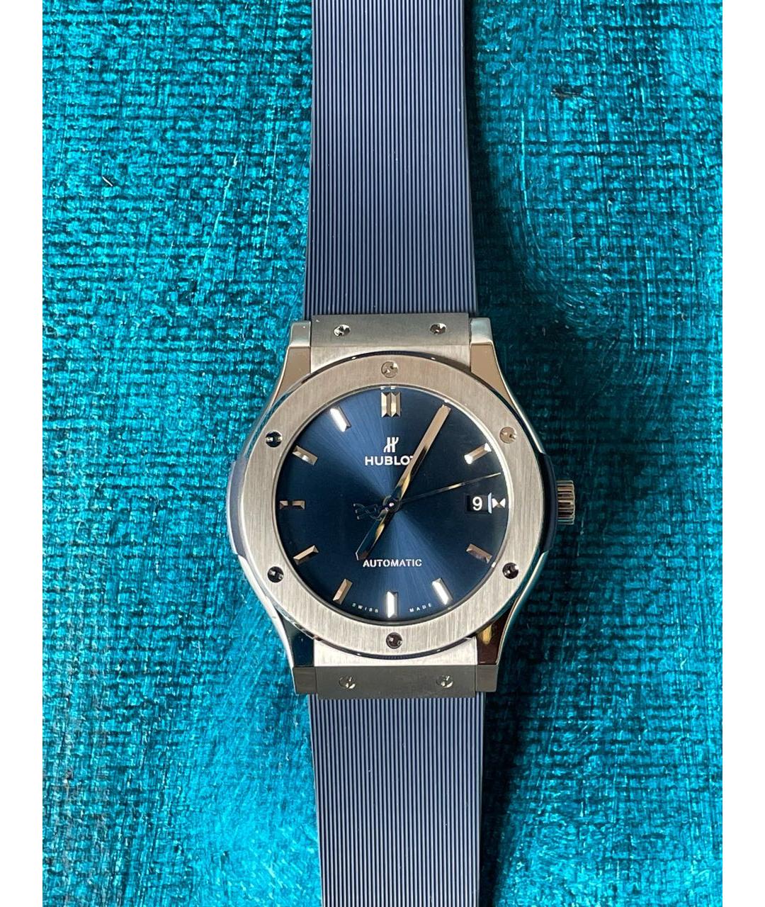 HUBLOT Синие титановые часы, фото 8