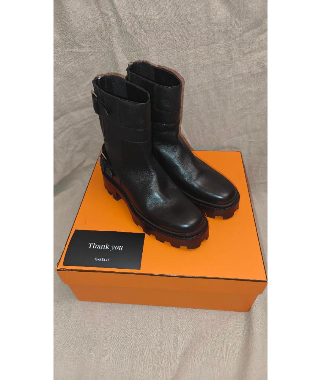 HERMES Черные кожаные ботинки, фото 5
