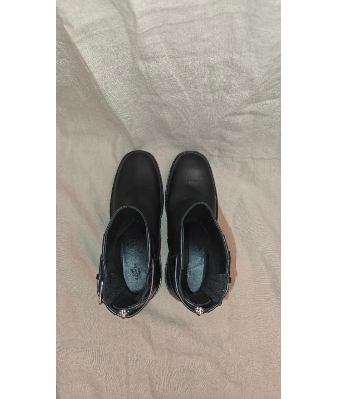 HERMES Черные кожаные ботинки, фото 3